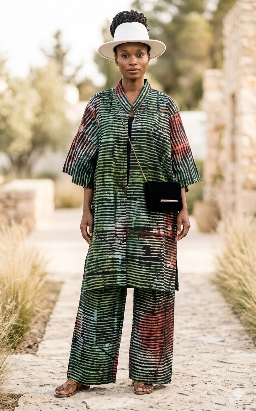 Deborah Kaftan Set – Green & Red