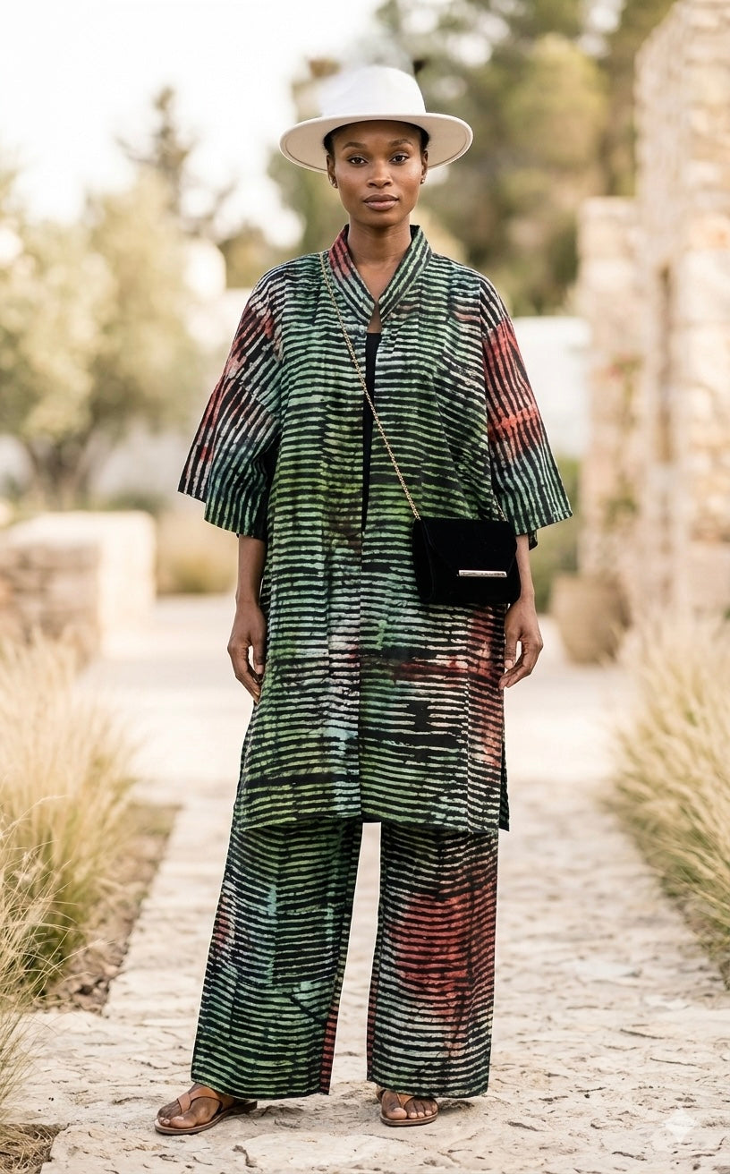 Deborah Kaftan Set – Green & Red