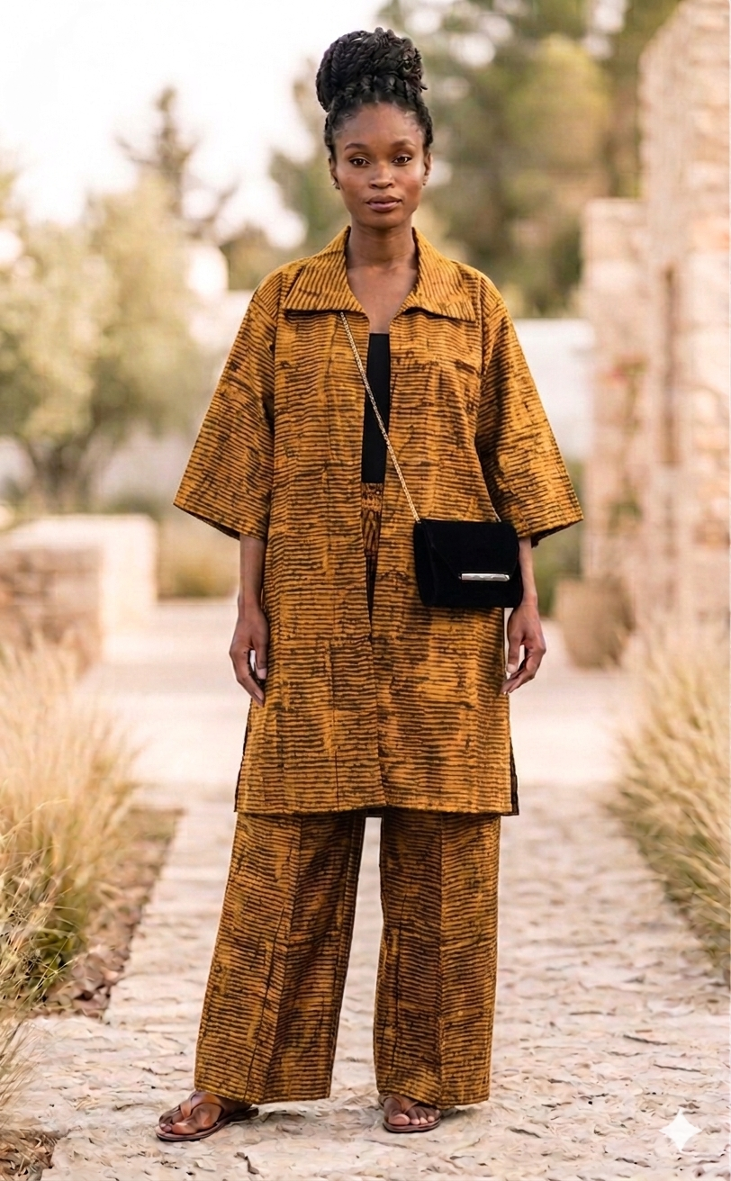 Deborah Kaftan Set – Yellow & Orange